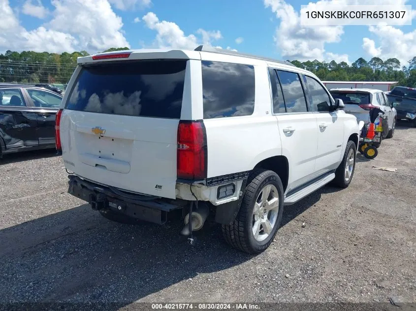 2015 Chevrolet Tahoe Lt VIN: 1GNSKBKC0FR651307 Lot: 40215774