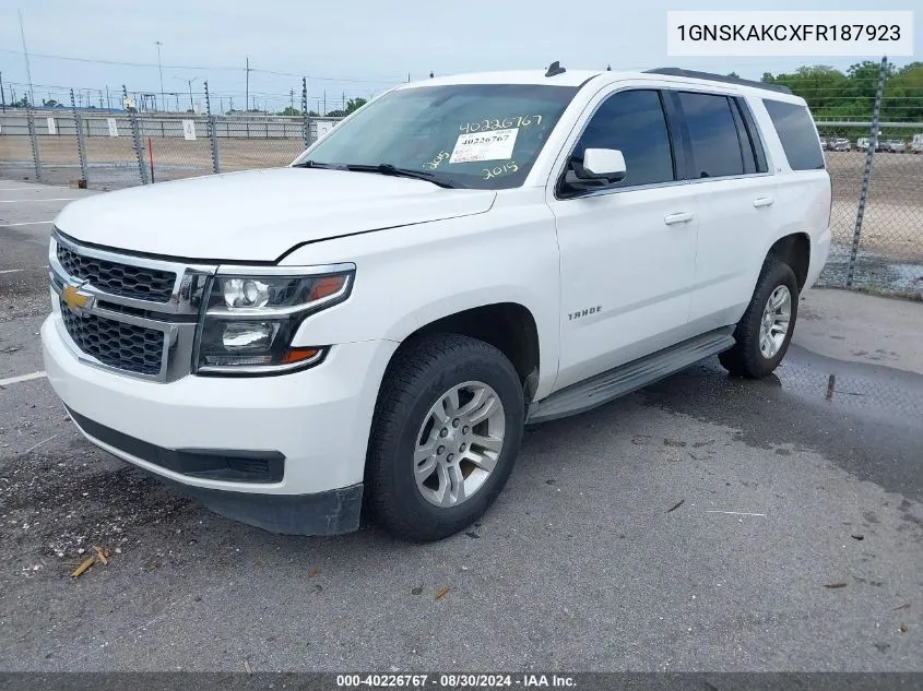 2015 Chevrolet Tahoe Ls VIN: 1GNSKAKCXFR187923 Lot: 40226767