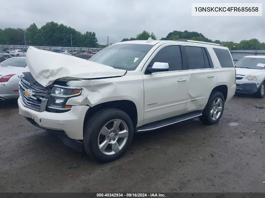 2015 Chevrolet Tahoe Ltz VIN: 1GNSKCKC4FR685658 Lot: 40342934