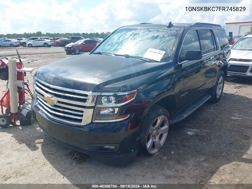 2015 Chevrolet Tahoe Lt VIN: 1GNSKBKC7FR745829 Lot: 40366704