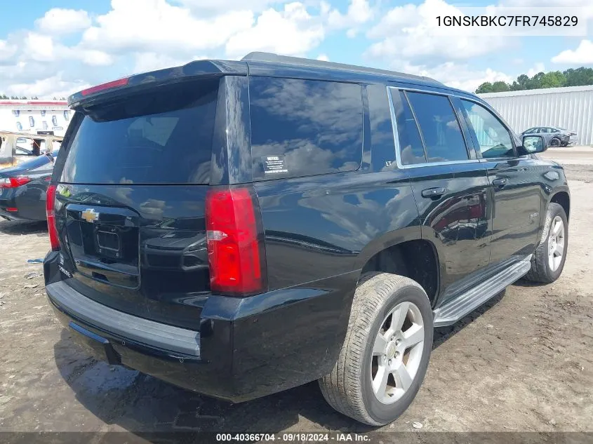 2015 Chevrolet Tahoe Lt VIN: 1GNSKBKC7FR745829 Lot: 40366704