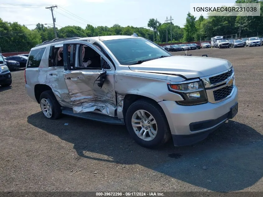 2016 Chevrolet Tahoe Ls VIN: 1GNSKAEC4GR231038 Lot: 39672298