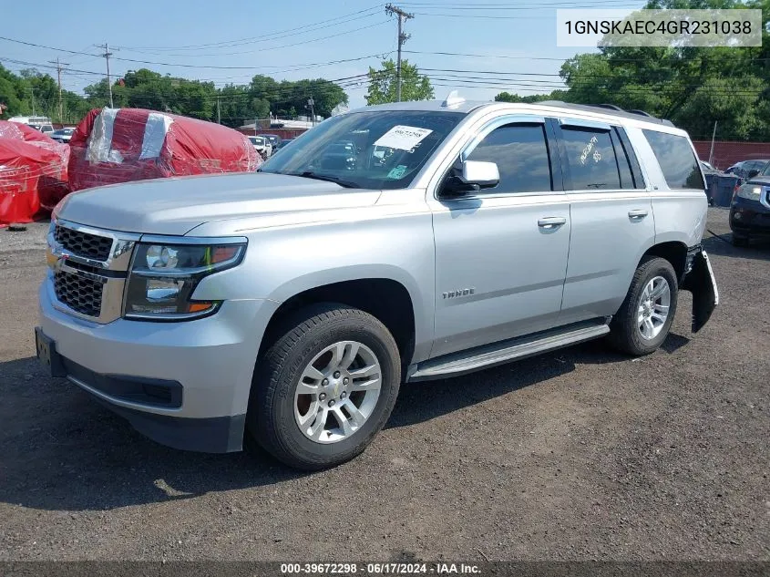 2016 Chevrolet Tahoe Ls VIN: 1GNSKAEC4GR231038 Lot: 39672298