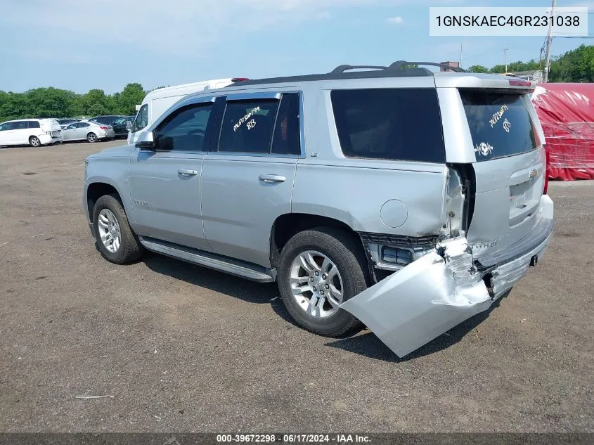 2016 Chevrolet Tahoe Ls VIN: 1GNSKAEC4GR231038 Lot: 39672298