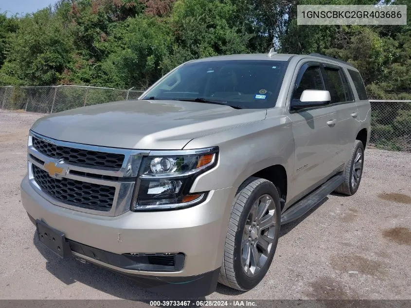 2016 Chevrolet Tahoe Lt VIN: 1GNSCBKC2GR403686 Lot: 39733467