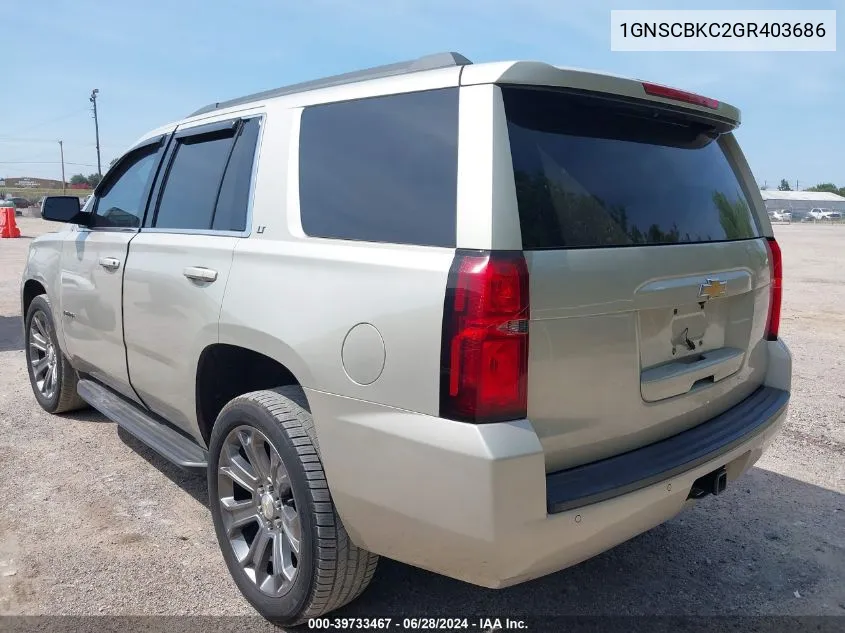 2016 Chevrolet Tahoe Lt VIN: 1GNSCBKC2GR403686 Lot: 39733467