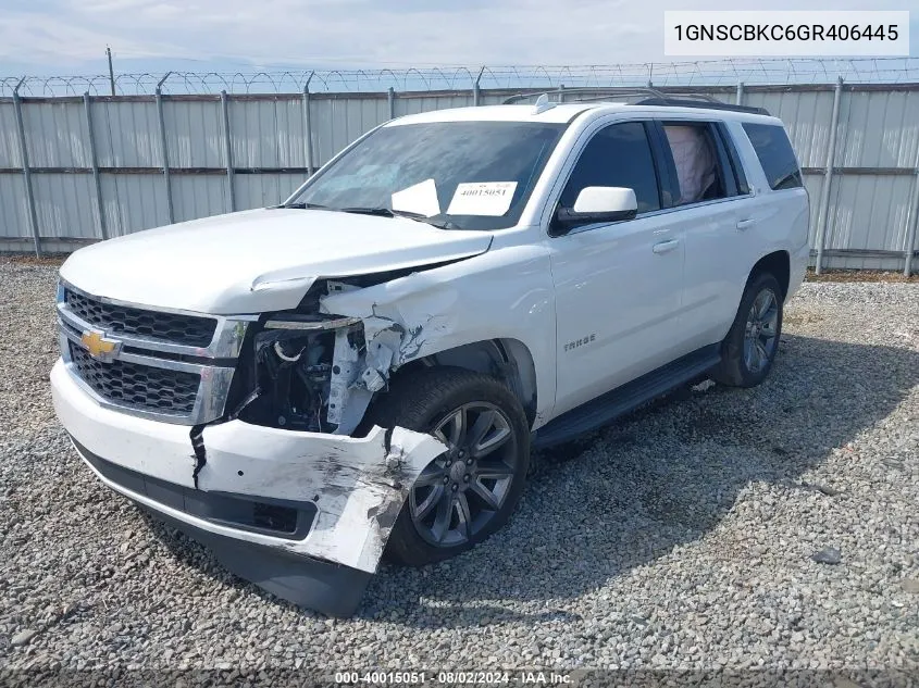 1GNSCBKC6GR406445 2016 Chevrolet Tahoe Lt