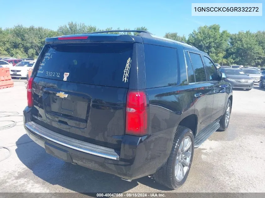 2016 Chevrolet Tahoe C1500 Ltz VIN: 1GNSCCKC6GR332272 Lot: 40047558