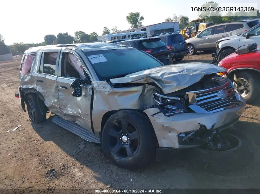 2016 Chevrolet Tahoe Ltz VIN: 1GNSKCKC3GR143369 Lot: 40080164