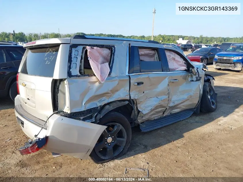 2016 Chevrolet Tahoe Ltz VIN: 1GNSKCKC3GR143369 Lot: 40080164