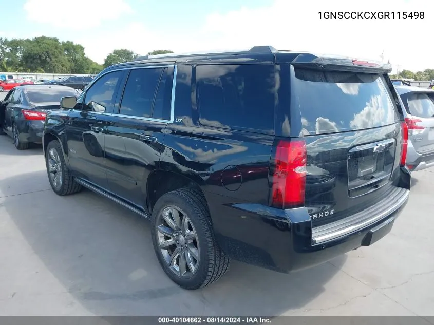 2016 Chevrolet Tahoe Ltz VIN: 1GNSCCKCXGR115498 Lot: 40104662