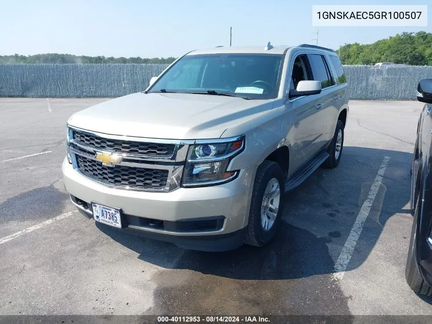 2016 Chevrolet Tahoe K1500 Ls VIN: 1GNSKAEC5GR100507 Lot: 40112953