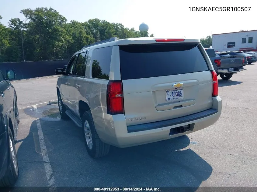 2016 Chevrolet Tahoe K1500 Ls VIN: 1GNSKAEC5GR100507 Lot: 40112953