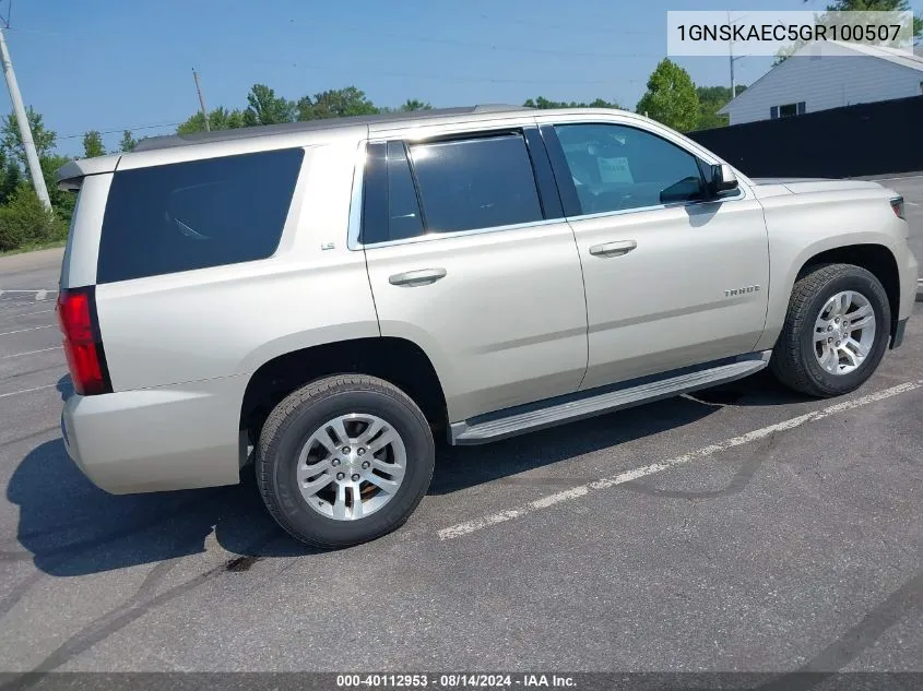 2016 Chevrolet Tahoe K1500 Ls VIN: 1GNSKAEC5GR100507 Lot: 40112953