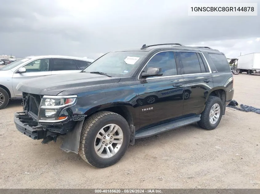 2016 Chevrolet Tahoe Lt VIN: 1GNSCBKC8GR144878 Lot: 40185620