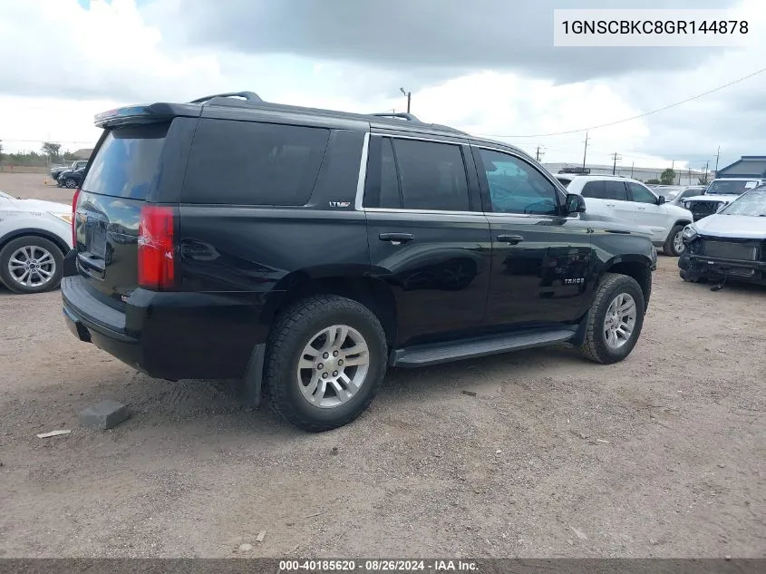 2016 Chevrolet Tahoe Lt VIN: 1GNSCBKC8GR144878 Lot: 40185620