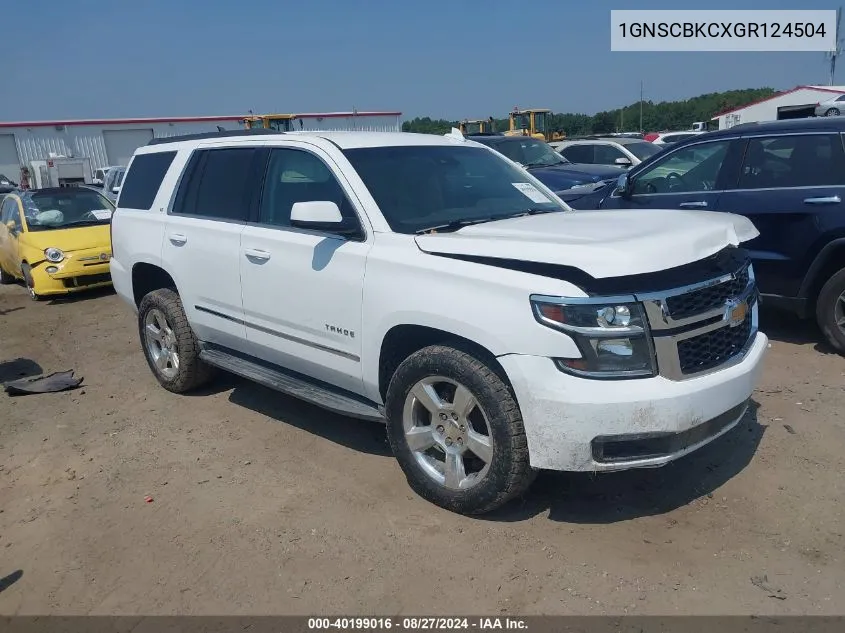 1GNSCBKCXGR124504 2016 Chevrolet Tahoe Lt