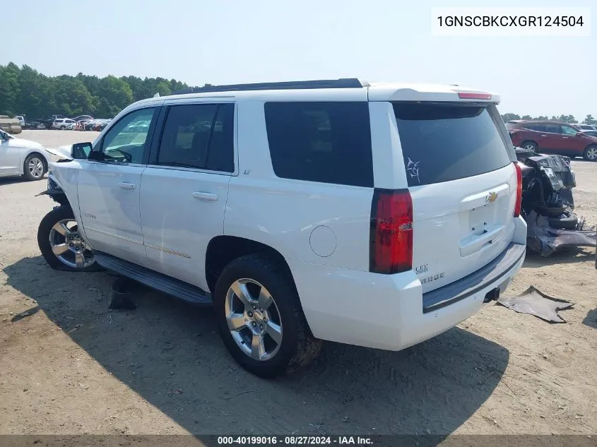 2016 Chevrolet Tahoe Lt VIN: 1GNSCBKCXGR124504 Lot: 40199016