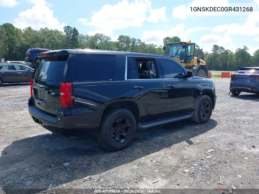 2016 Chevrolet Tahoe Commercial Fleet VIN: 1GNSKDEC0GR431268 Lot: 40199624