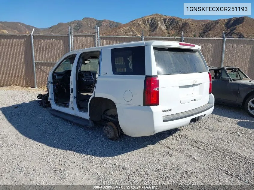 2016 Chevrolet Tahoe Commercial Fleet VIN: 1GNSKFECXGR251193 Lot: 40209694