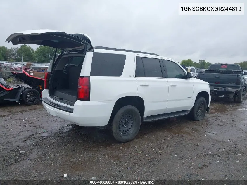 2016 Chevrolet Tahoe Lt VIN: 1GNSCBKCXGR244819 Lot: 40326057