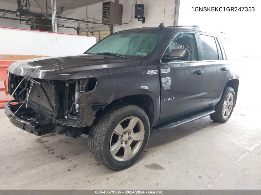 2016 Chevrolet Tahoe Lt VIN: 1GNSKBKC1GR247353 Lot: 40379965