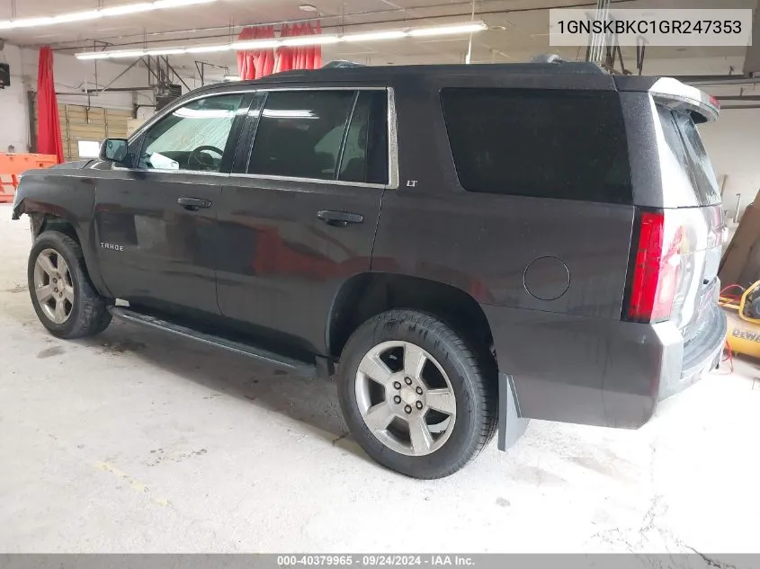 2016 Chevrolet Tahoe Lt VIN: 1GNSKBKC1GR247353 Lot: 40379965