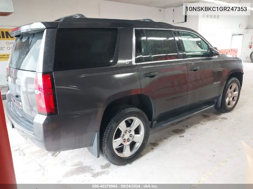 2016 Chevrolet Tahoe Lt VIN: 1GNSKBKC1GR247353 Lot: 40379965