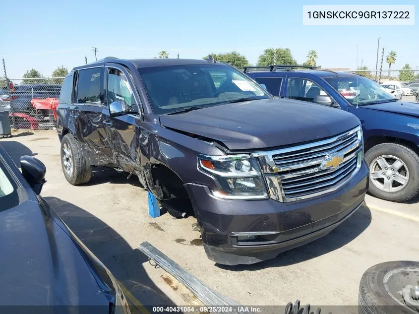 2016 Chevrolet Tahoe Ltz VIN: 1GNSKCKC9GR137222 Lot: 40431054