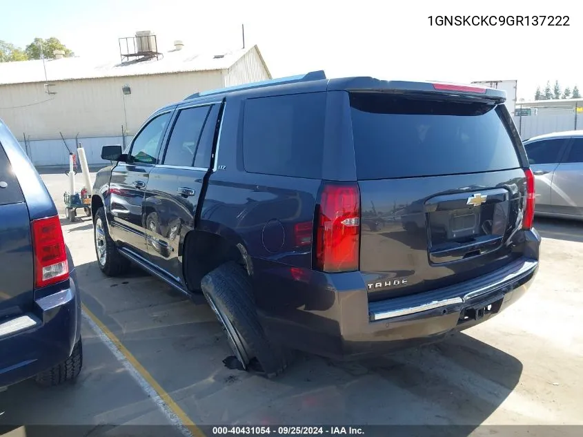 1GNSKCKC9GR137222 2016 Chevrolet Tahoe Ltz