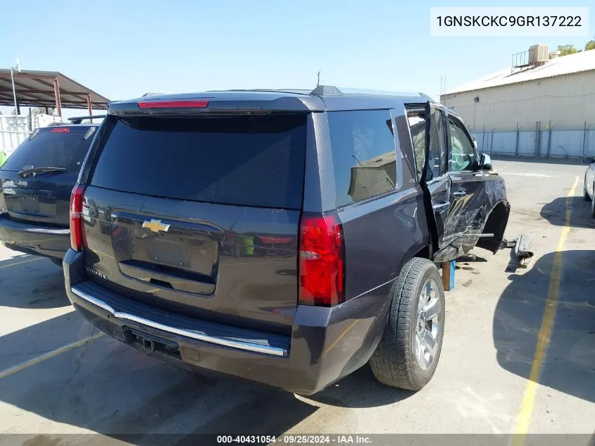 1GNSKCKC9GR137222 2016 Chevrolet Tahoe Ltz