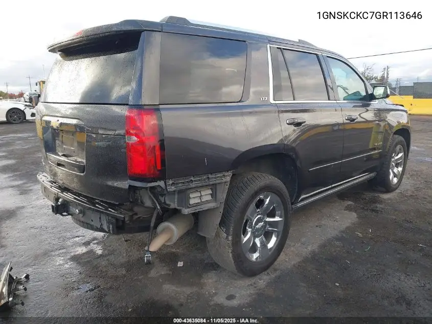 1GNSKCKC7GR113646 2016 Chevrolet Tahoe Ltz