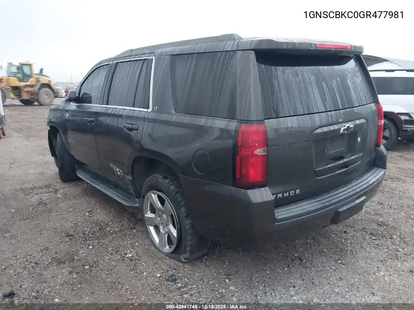 1GNSCBKC0GR477981 2016 Chevrolet Tahoe Lt