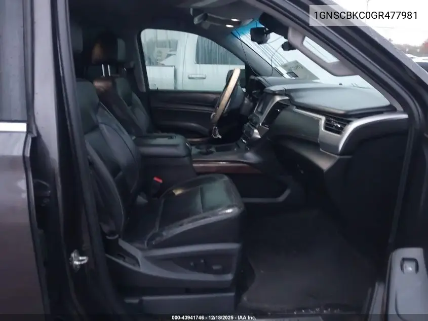 1GNSCBKC0GR477981 2016 Chevrolet Tahoe Lt