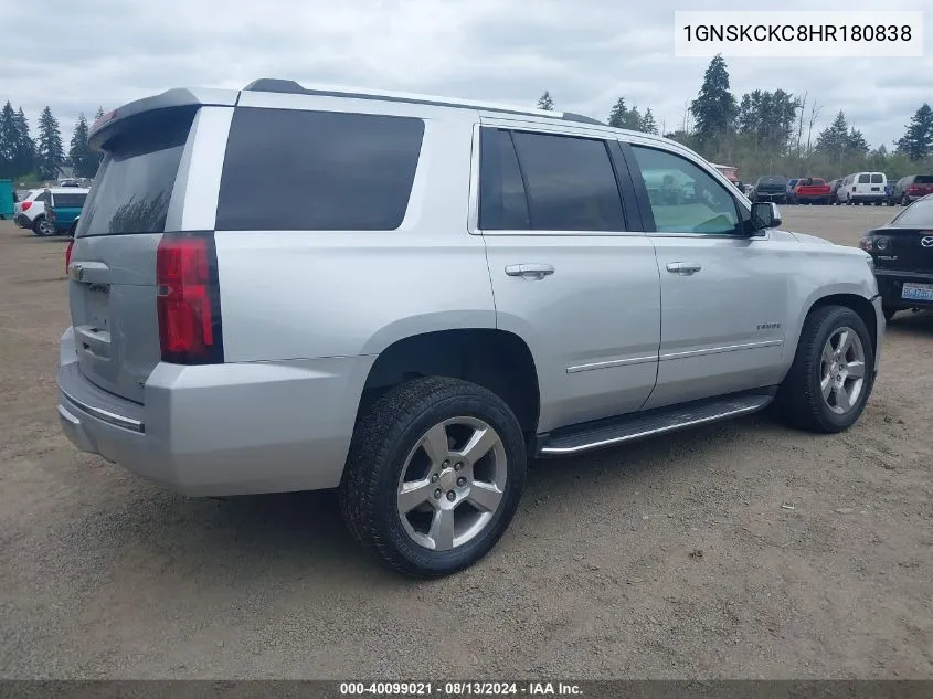 2017 Chevrolet Tahoe Premier VIN: 1GNSKCKC8HR180838 Lot: 40099021