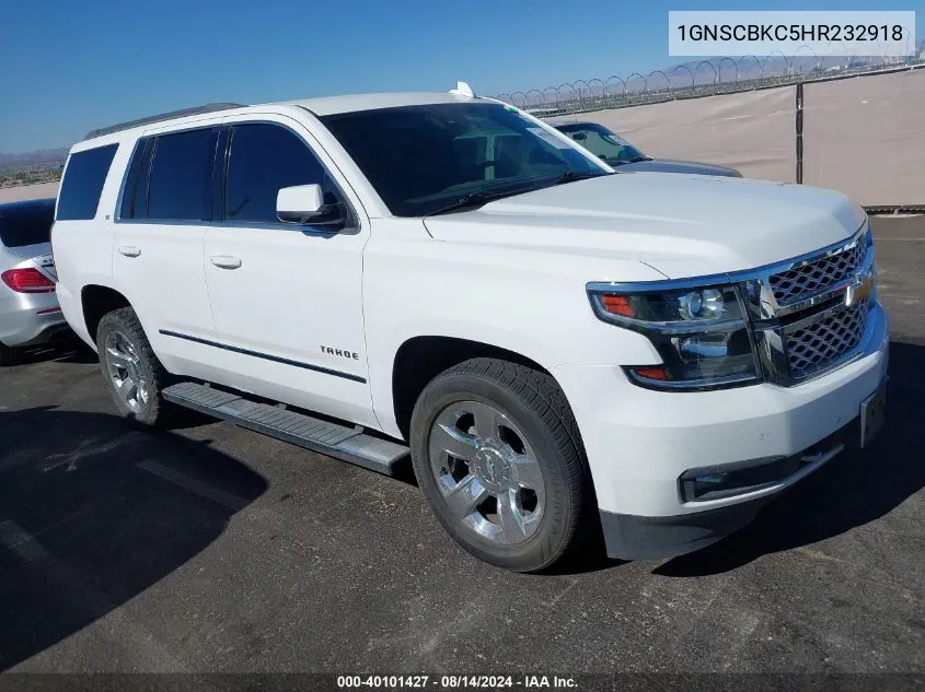 2017 Chevrolet Tahoe Lt VIN: 1GNSCBKC5HR232918 Lot: 40101427