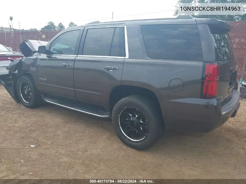 2017 Chevrolet Tahoe Premier VIN: 1GNSCCKC8HR194963 Lot: 40173784