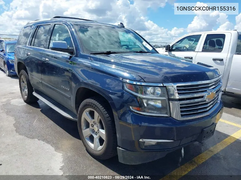 2017 Chevrolet Tahoe Premier VIN: 1GNSCCKC0HR155316 Lot: 40210823