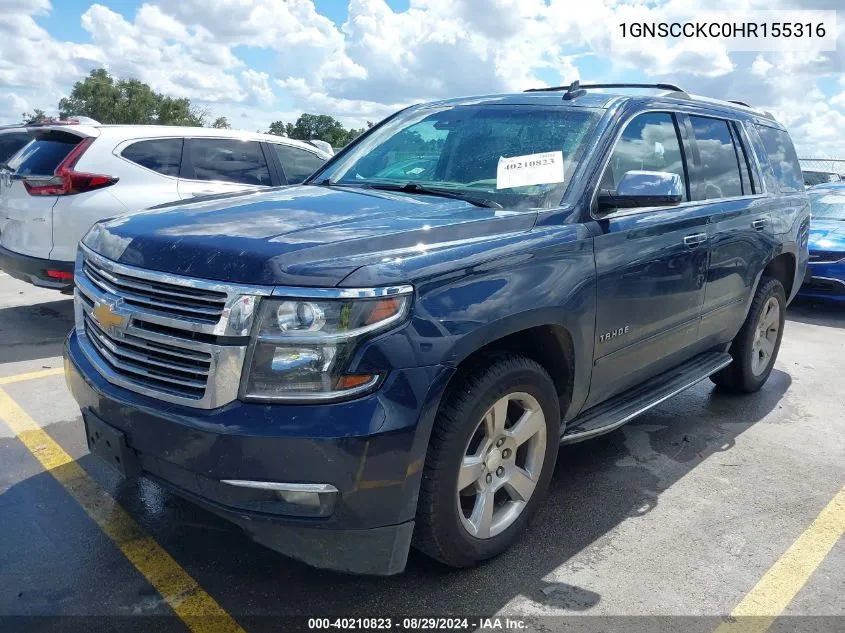 2017 Chevrolet Tahoe Premier VIN: 1GNSCCKC0HR155316 Lot: 40210823