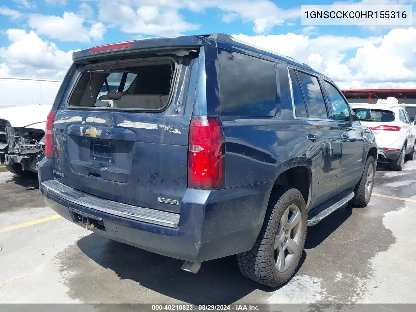 2017 Chevrolet Tahoe Premier VIN: 1GNSCCKC0HR155316 Lot: 40210823