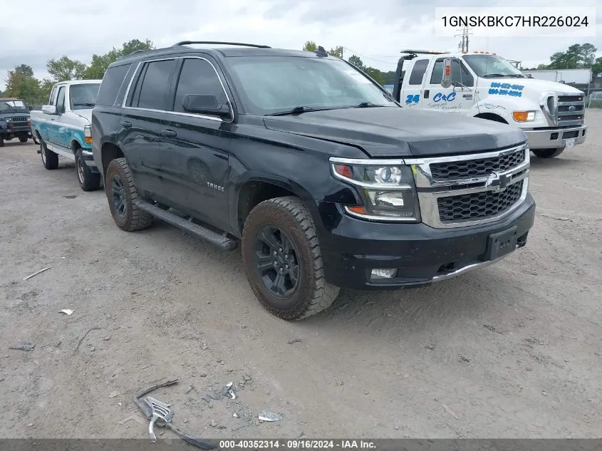 2017 Chevrolet Tahoe Lt VIN: 1GNSKBKC7HR226024 Lot: 40352314