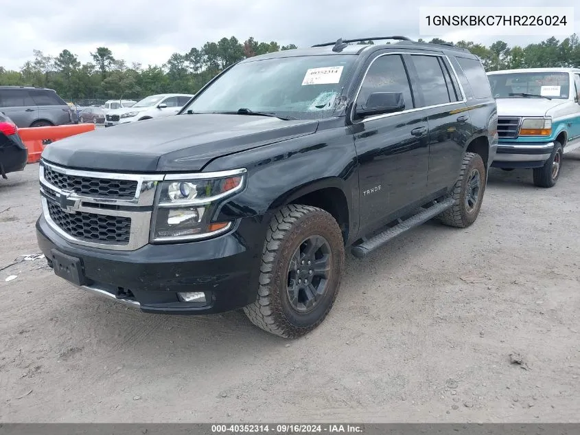 2017 Chevrolet Tahoe Lt VIN: 1GNSKBKC7HR226024 Lot: 40352314