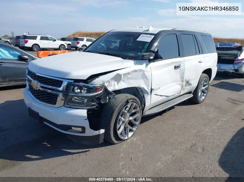 2017 Chevrolet Tahoe Ls VIN: 1GNSKAKC1HR346850 Lot: 40370480