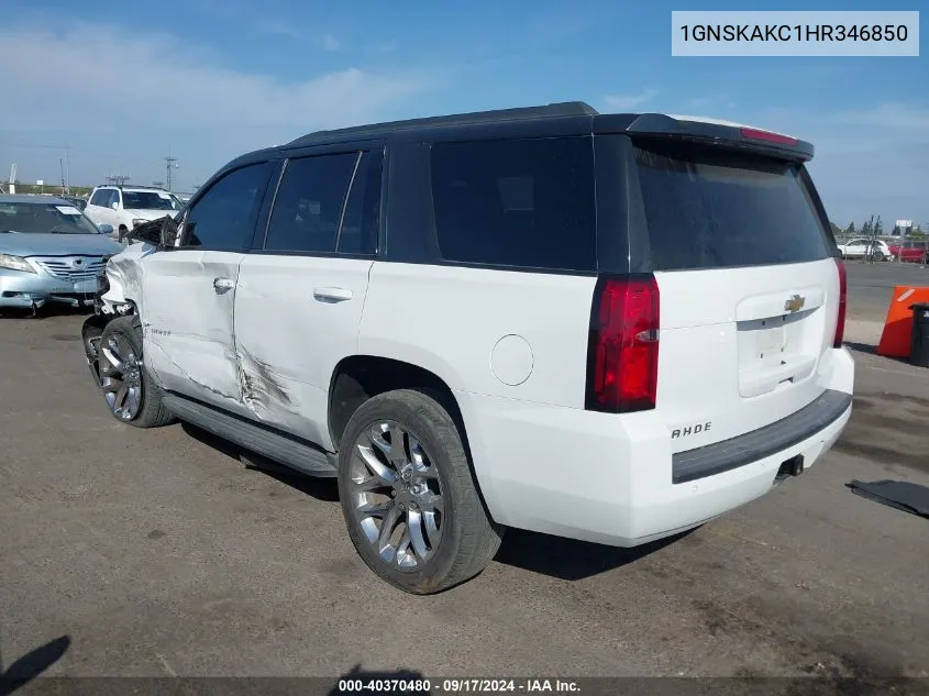 2017 Chevrolet Tahoe Ls VIN: 1GNSKAKC1HR346850 Lot: 40370480