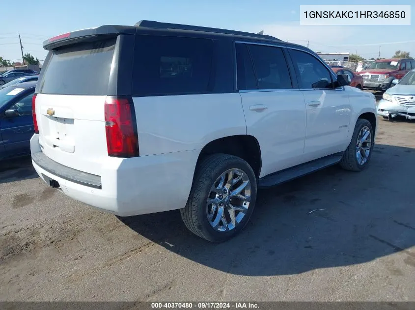 2017 Chevrolet Tahoe Ls VIN: 1GNSKAKC1HR346850 Lot: 40370480