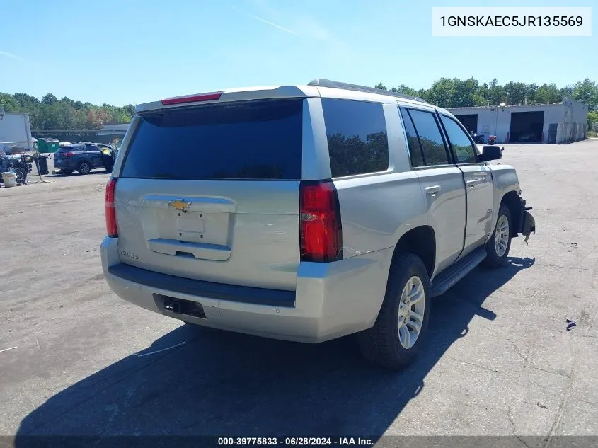 2018 Chevrolet Tahoe Ls VIN: 1GNSKAEC5JR135569 Lot: 39775833