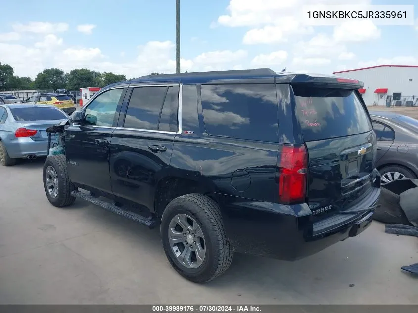 2018 Chevrolet Tahoe Lt VIN: 1GNSKBKC5JR335961 Lot: 39989176