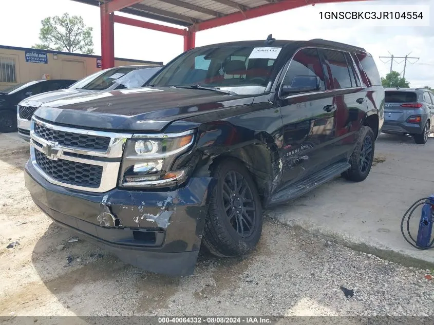 2018 Chevrolet Tahoe C1500 Lt VIN: 1GNSCBKC3JR104554 Lot: 40064332