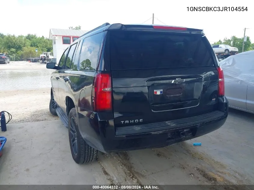 2018 Chevrolet Tahoe C1500 Lt VIN: 1GNSCBKC3JR104554 Lot: 40064332