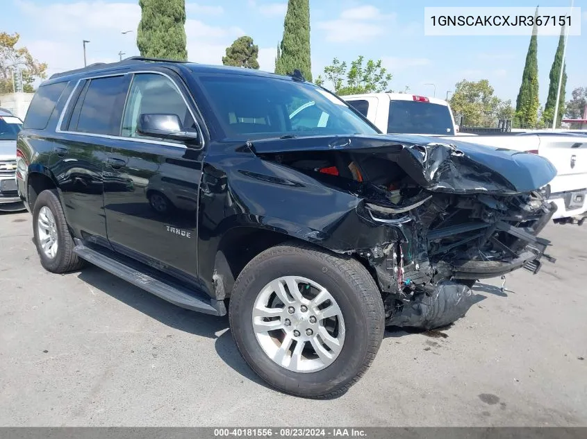 2018 Chevrolet Tahoe Ls VIN: 1GNSCAKCXJR367151 Lot: 40181556